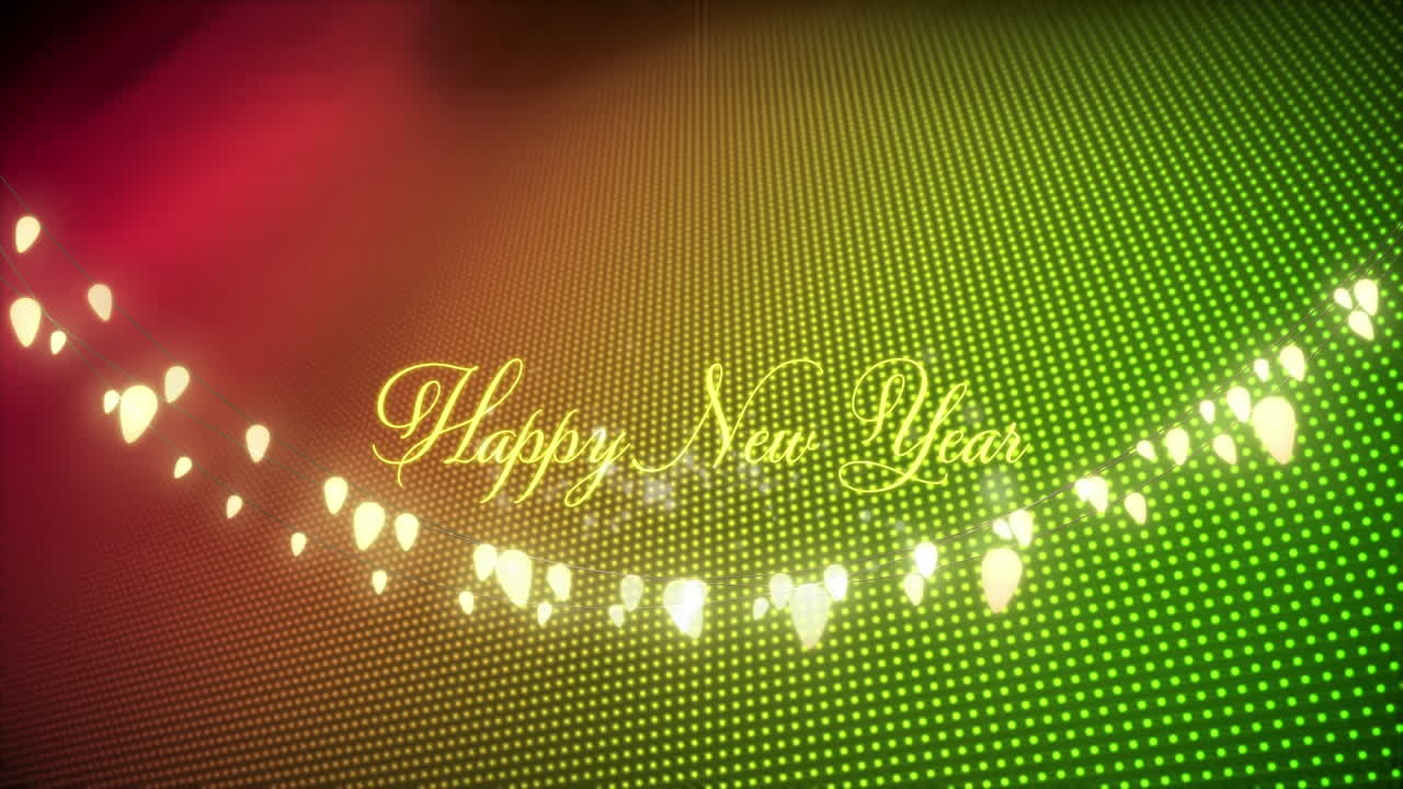 초록색 배경 에 새해 축하 문자 의 애니메이션