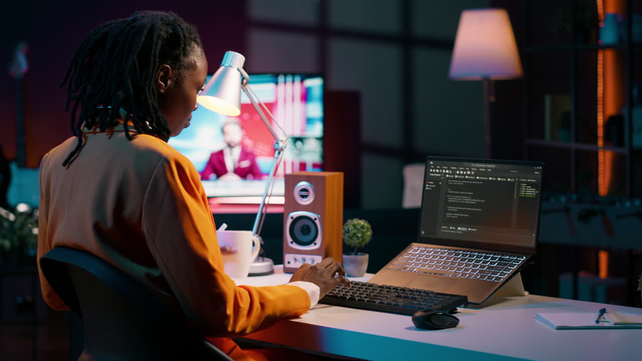 College student learning about outsourcing with html script,