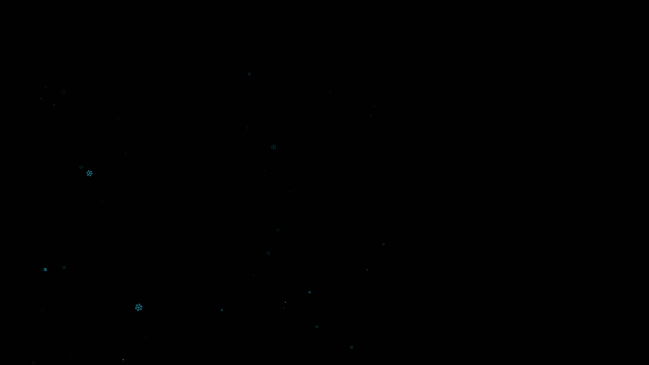 Glowing blue particles or snowflakes swirl and drift on a black background. Ideal for winter, magical, or abstract overlay effects. Seamless loop