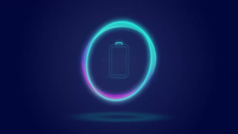 animation of processing circle and battery over navy background