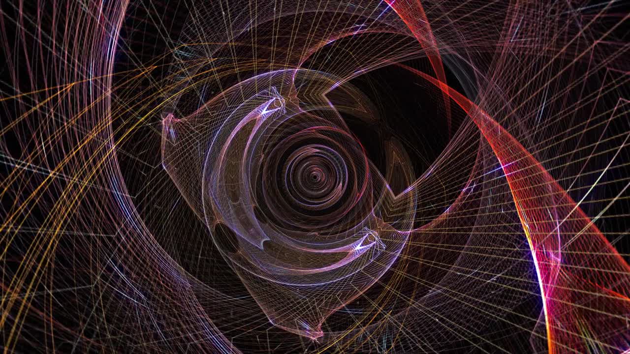 volar en un complejo marco de alambre túnel futurista. 4k 3d imágenes de bucle sin costuras. imágenes tecnológicas modernas para un innovador fondo de alta tecnología. vuelo sin fin a través de túnel de matriz de cuadrícula multicolor.