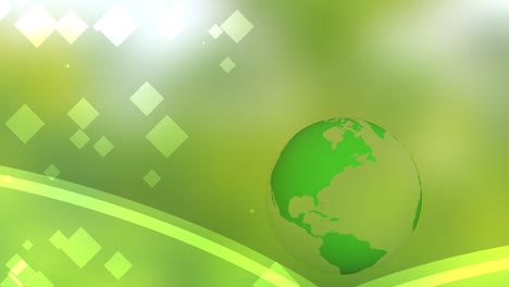 spining 3d earth on blur green background with floating shape. consept for environment holiday, natura friendly animation and save environment.