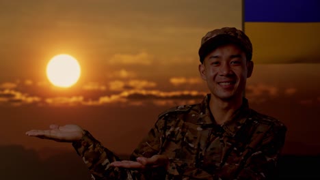soldado ucraniano al atardecer