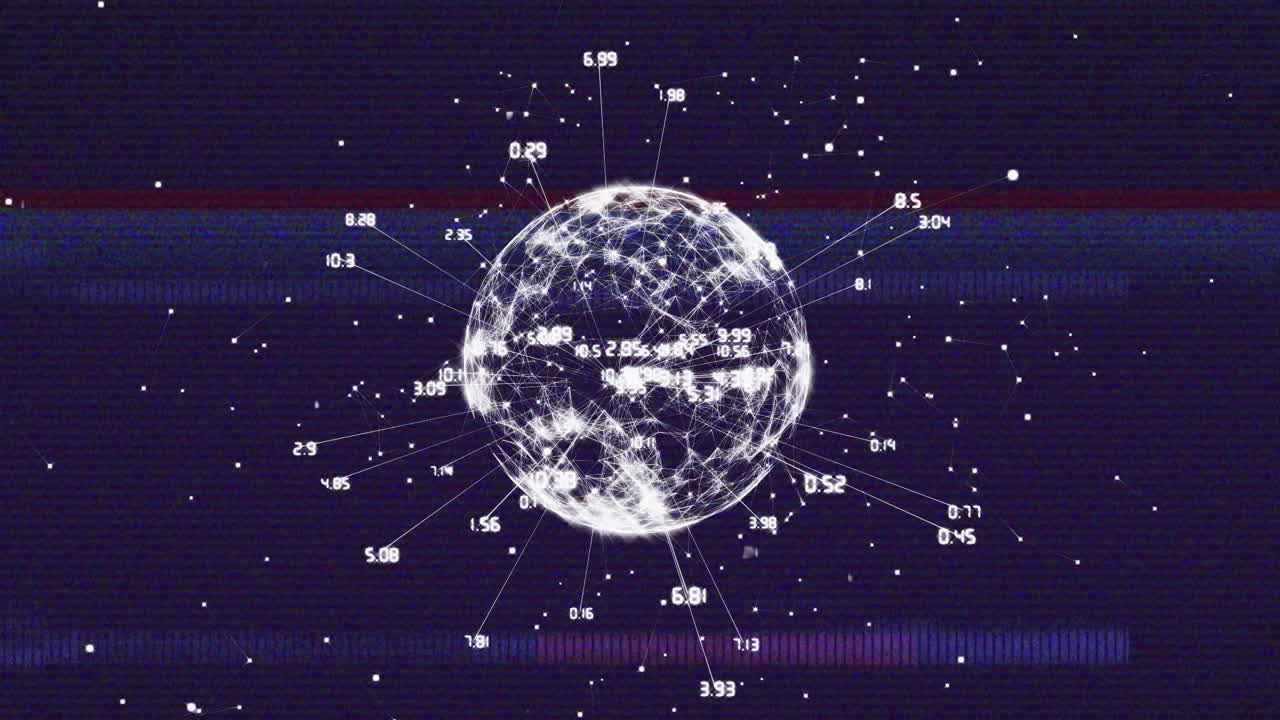 animación de interferencia sobre el globo con el procesamiento de datos sobre fondo negro