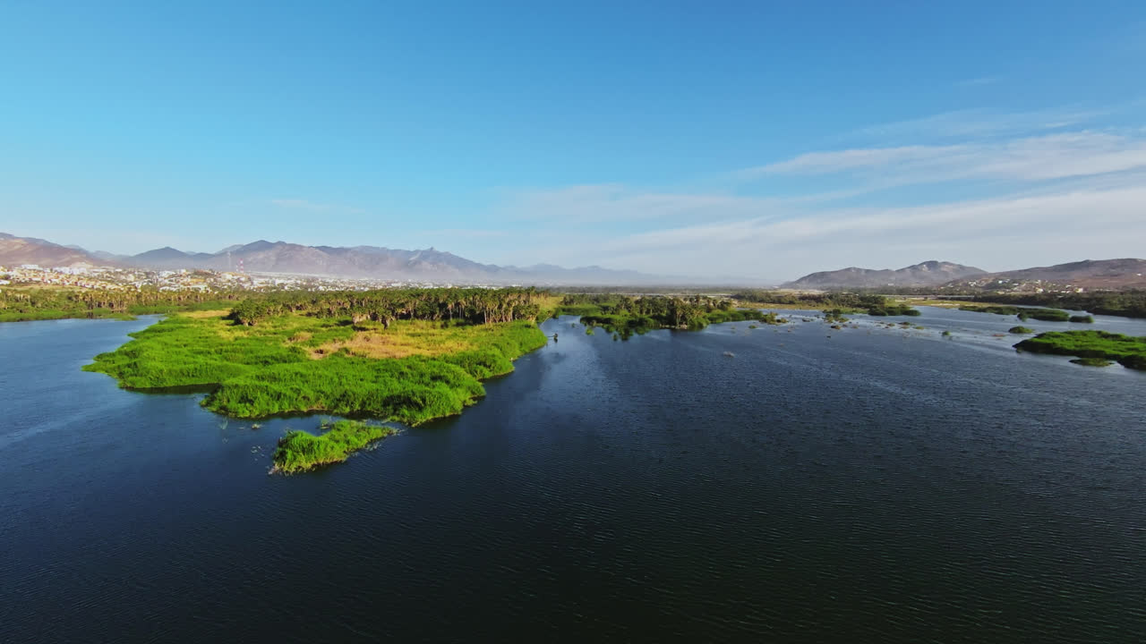 Aerial Towards Tidal Marshes With Diverse Vegetation In Baja California Sur, Mexico
