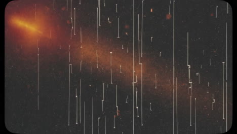 vintage cosmic comet with film grain and scratches