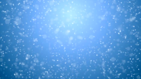 hermosa nevada suave sin costuras en gradiente azul animación 3d. copos de nieve blancos en bucle cayendo cg con borrón dof. concepto de celebración de vacaciones.
