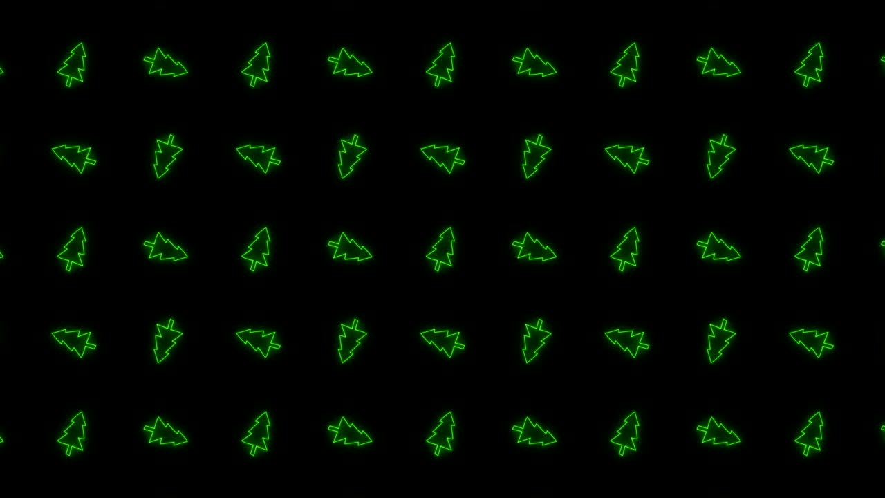 빛나는 녹색과 검은색의 크리스마스 트리 타일 배경 애니메이션 패턴