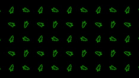 christmas tree tiled background animation pattern in glowing green and black