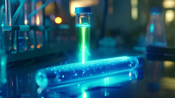 Glowing Chemicals in a Lab