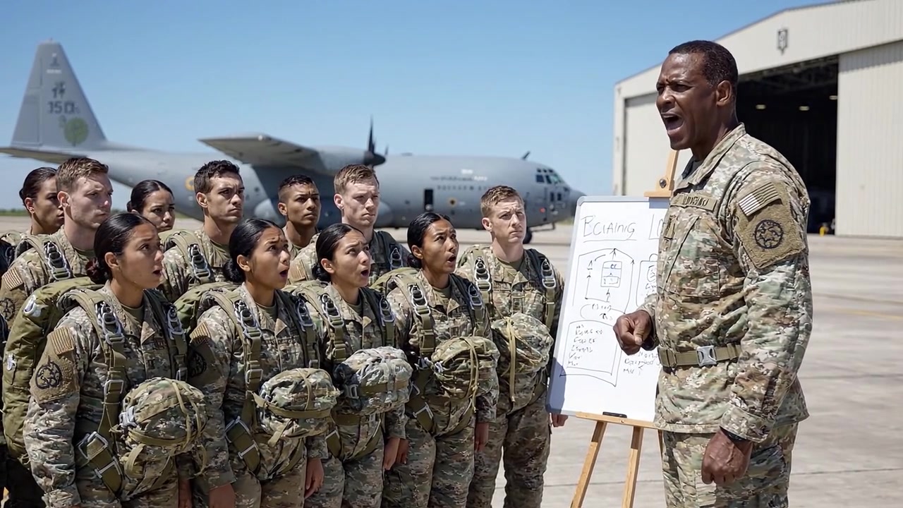 Addestramento Militare: Soldati Ascoltano Attentamente il Loro Istruttore Durante una Sessione Istruttiva su Strategie e Lavoro di Squadra in un Ambiente Tattico