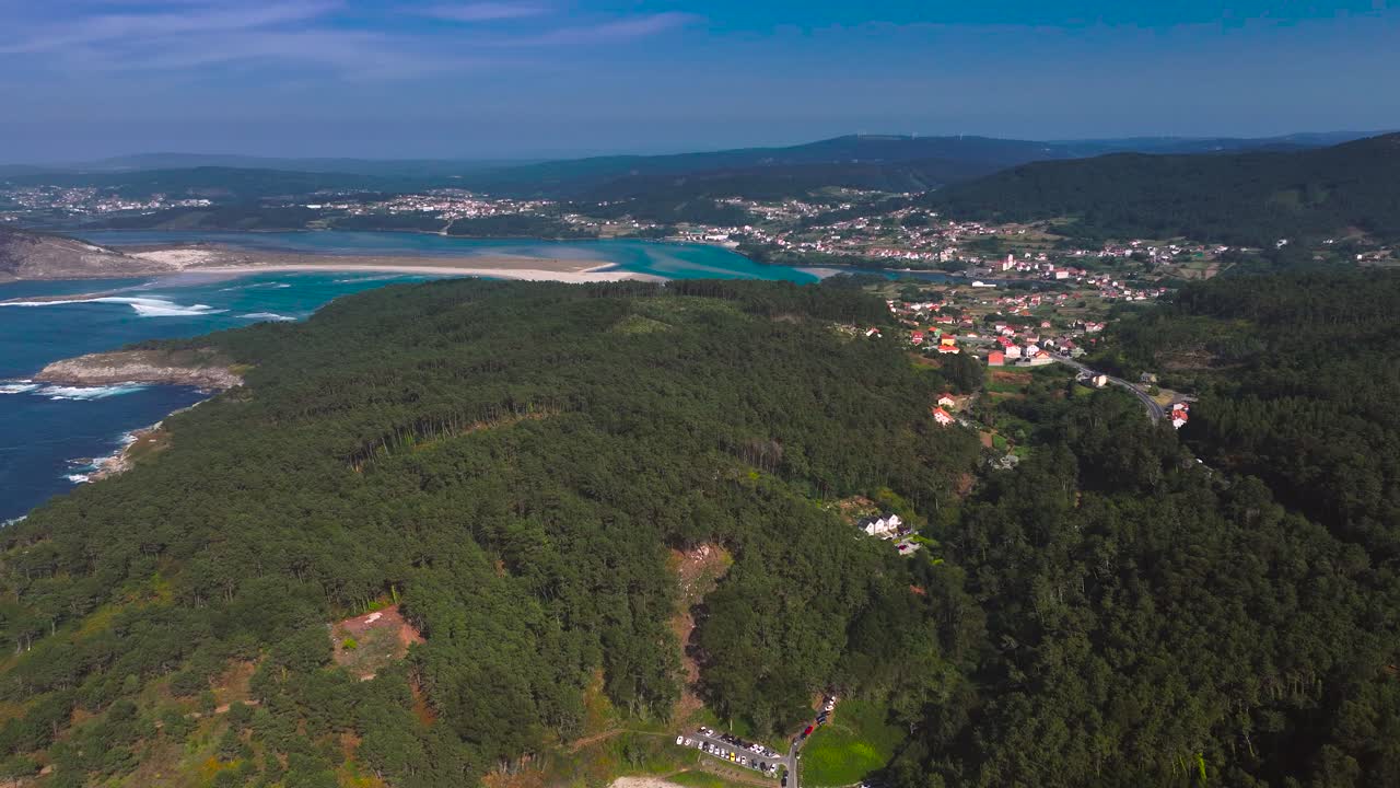 Praia de Rebordelo - Rebordelo Beach In Cabana de Bergantiños, A Coruña, Spain. - aerial shot