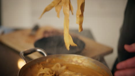 cooking pasta with creamy sauce