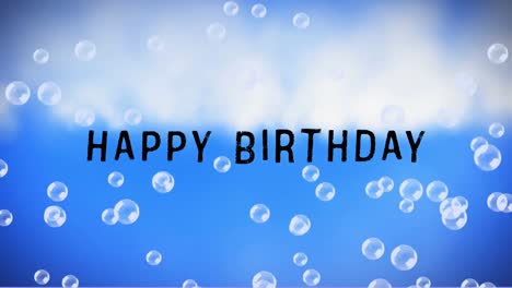 푸른 하늘 배경에 거품으로 쓴 생일 축하