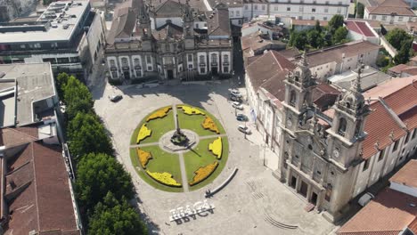 Carlos-de-Amarante-square-of-Igreja-do-Sao-Marco-church-and-hospital-in-Braga,-Portugal