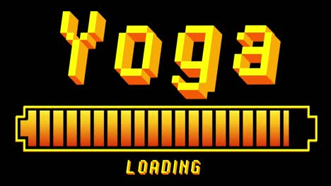 yoga. text with loading, downloading, uploading bar indicator.