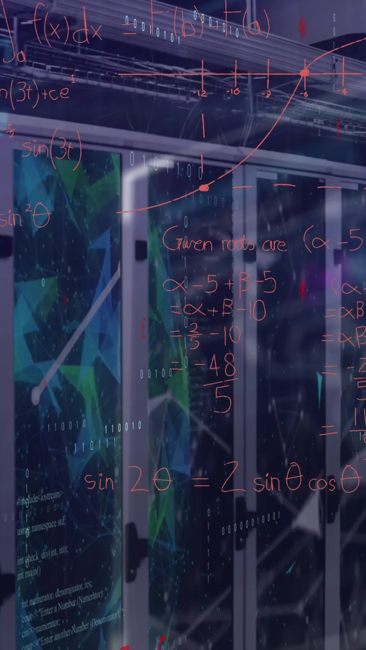 Animation of data processing over server room