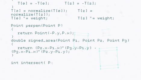 animation of computer code processing on white background