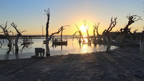 Hora-Dorada-A-Lo-Largo-De-La-Costa-De-La-Ciudad-De-Epecuen