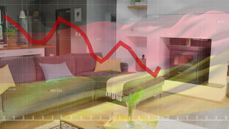 Animation-of-red-diagram,-data-processing-and-flag-of-germany-over-house-interior