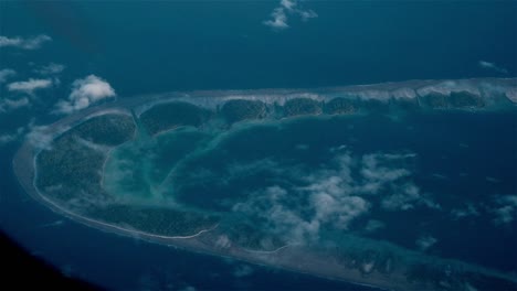 tuamoto atoll seen from a light aircraft in french polynesia