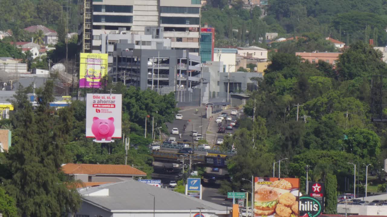 View of congested traffic on the streets of Tegucigalpa, Honduras. Urban development. 4k.