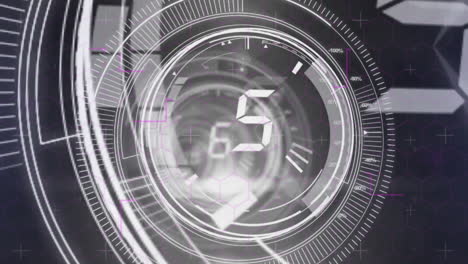 animation of circular scanners with digital number countdown on black