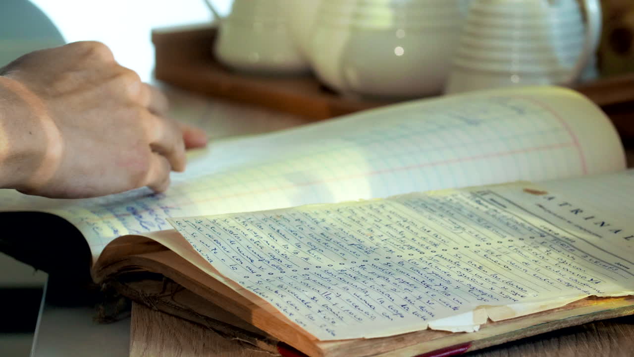 детальный план, старая книга рецептов, просматриваемая