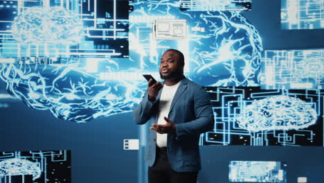 young black businessman having a conversation on phone call