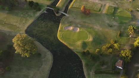 downward aerial view of the golf course in the city park of buenos aires argentina