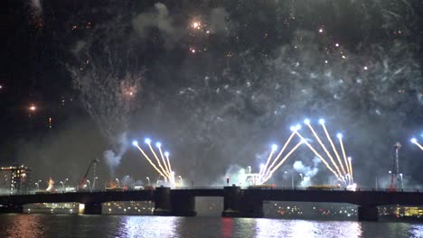 slow motion footage of fireworks show in aalborg, denmark