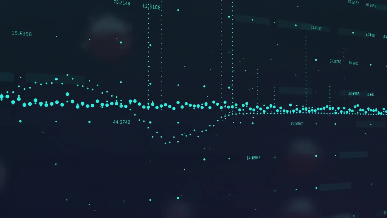 Animation of glowing green stars on night sky black background