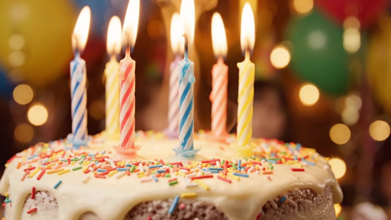 Una Deliziosa Celebrazione con una Torta Splendidamente Decorata, Palloncini Colorati e Candele Festive che Creano un'Atmosfera Gioiosa per un Evento Memorabile