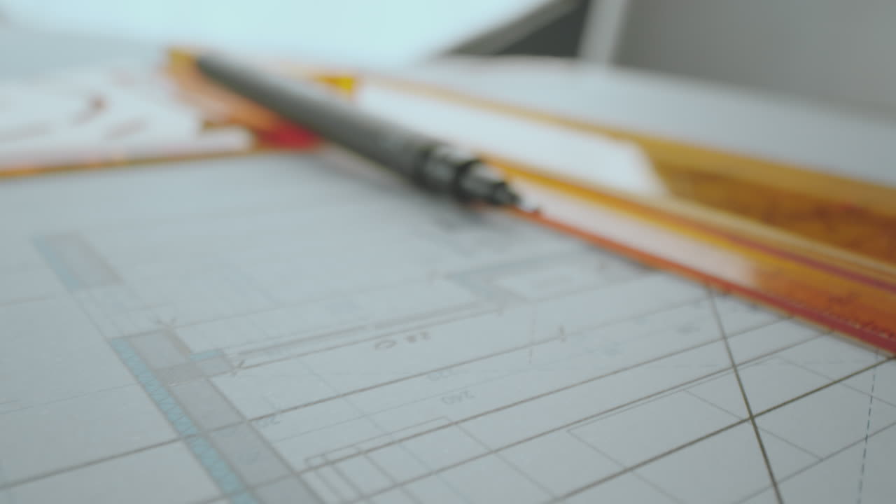 Technical Drawing with Ruler and Pencil