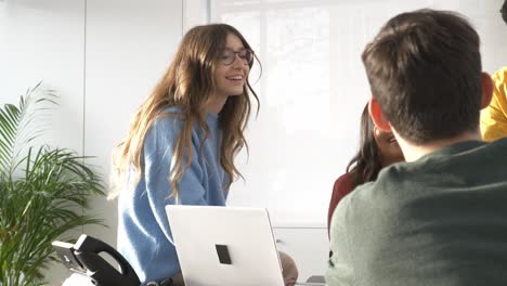 business team discussing project strategy in office meeting