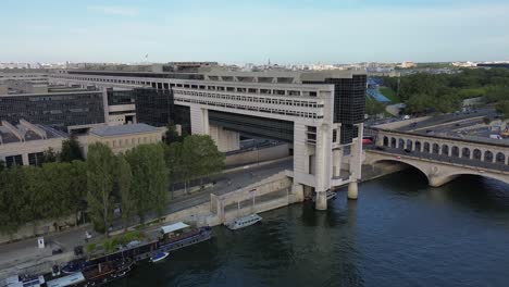 ministry of economics and finance new palace near pont de bercy bridge, paris in france