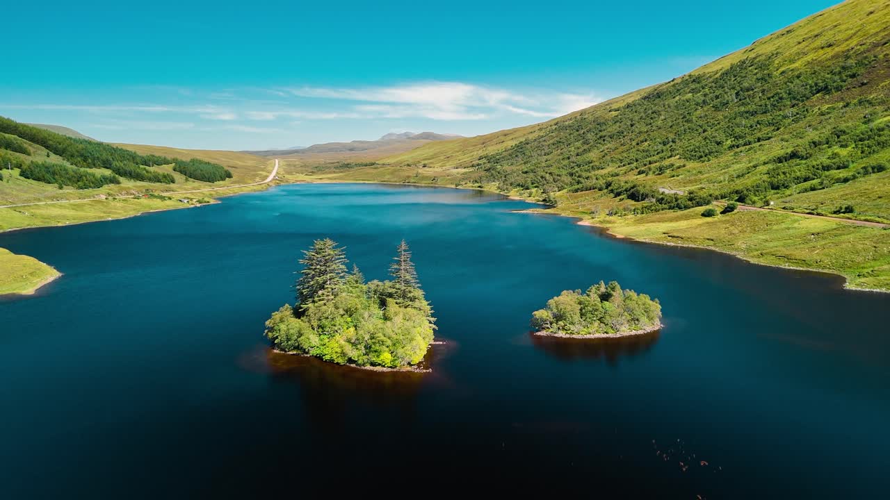 Scenic Lake Landscape with Islands in the Scottish Highlands