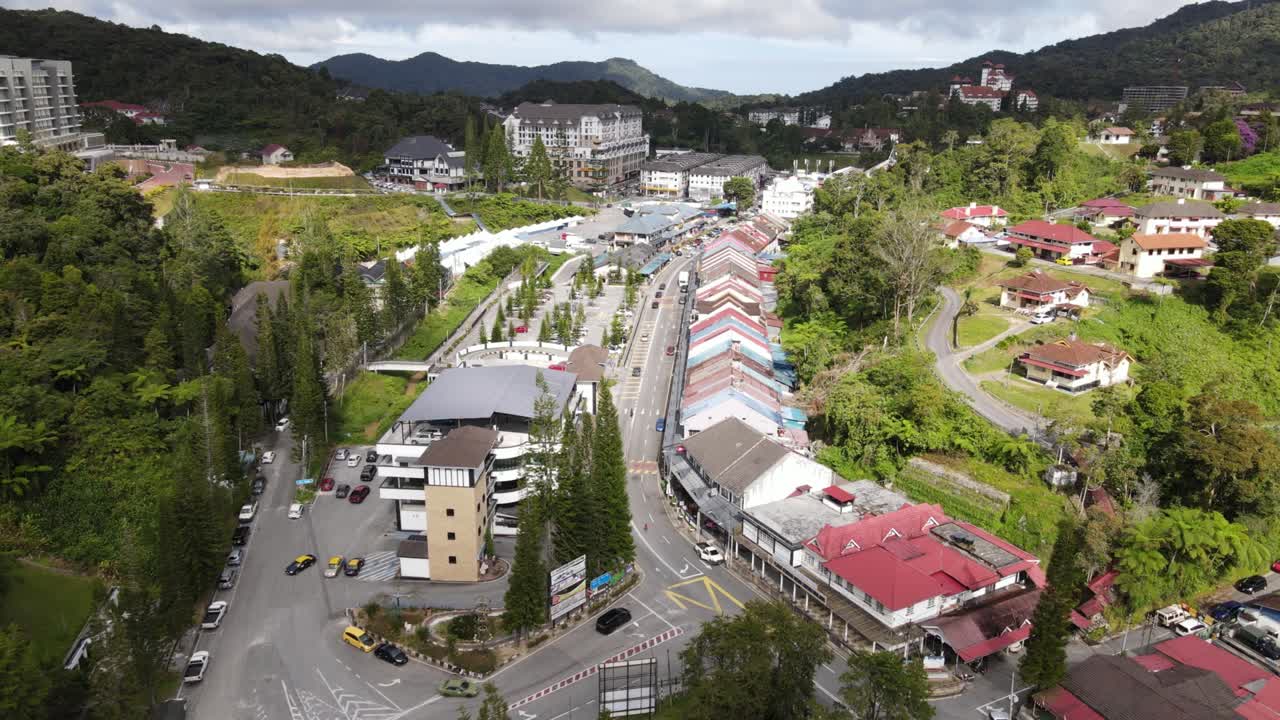 Veduta panoramica generale del distretto di Brinchang all'interno dell'area delle Cameron Highlands in Malesia