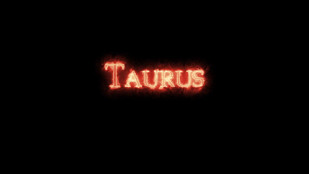 Taurus astrological sign written with fire. Loop