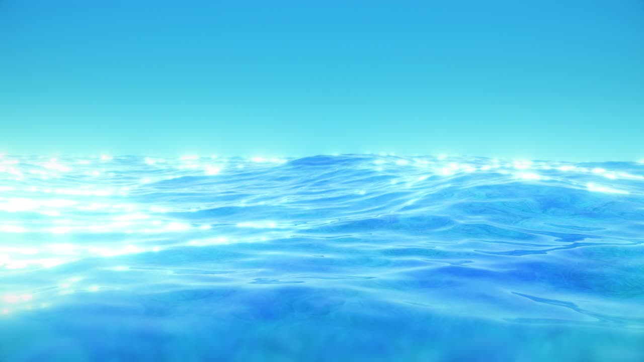 파란색 배경에서 빛에 반이는 반이는 물.