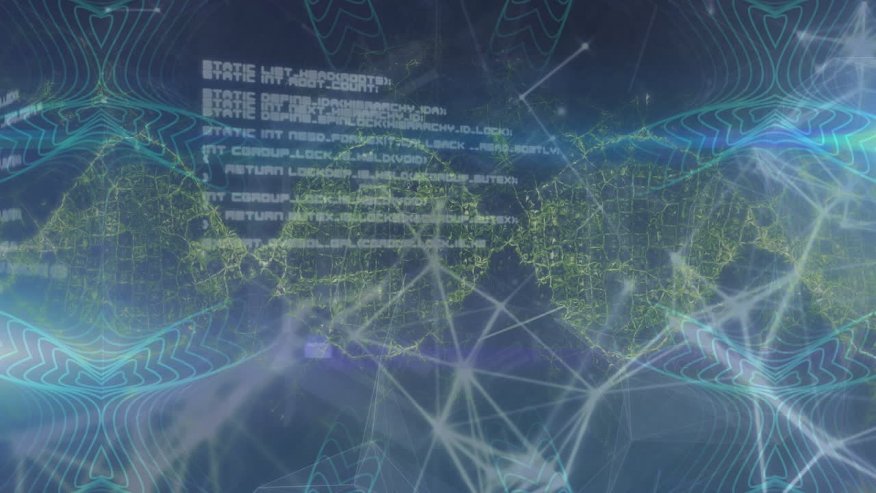 animazione della rete di connessioni sull'elaborazione dei dati e sul filo di dna