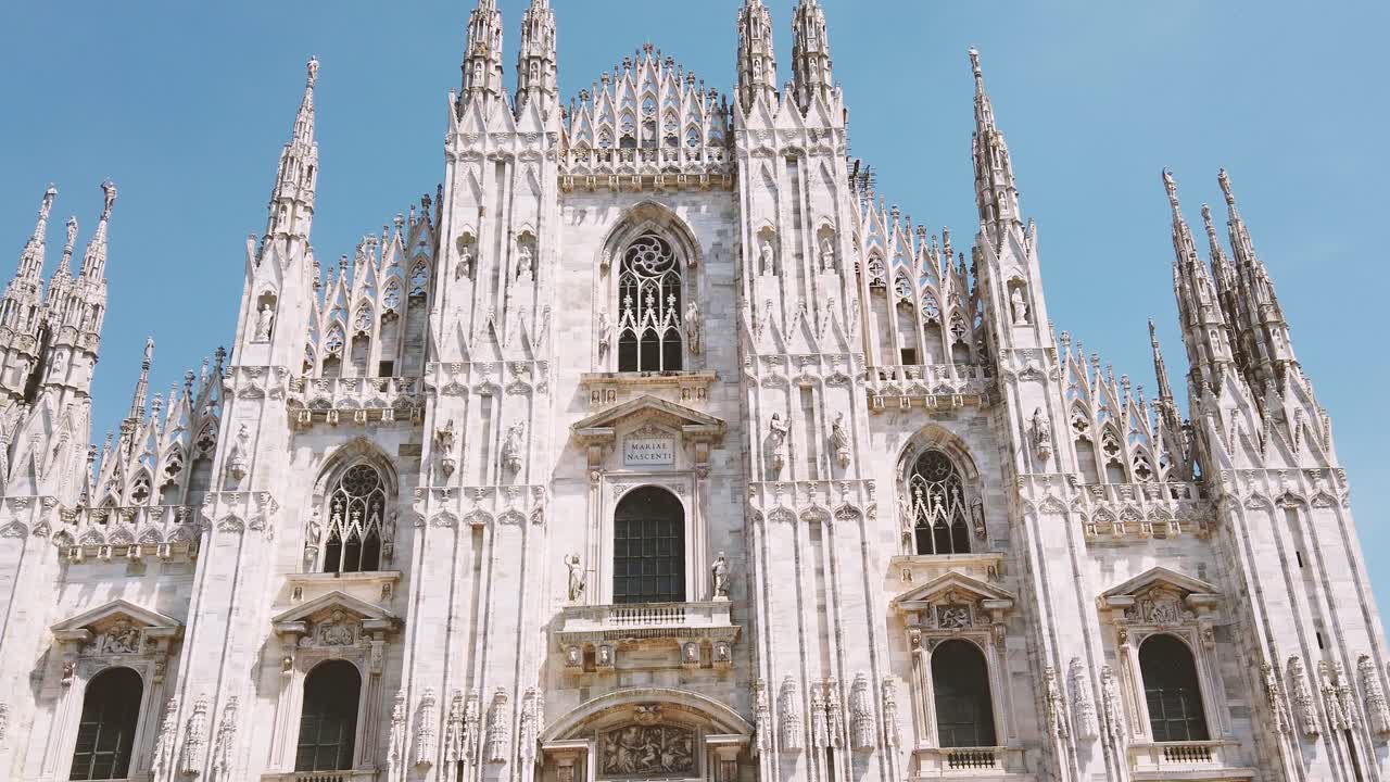 Establishing of Duomo Cathedral, famous Architecture, luxury building in Lombardy Milano Italy