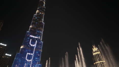 burj khalifa at night with fountain show