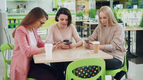 women friends having lunch in a shopping mall
