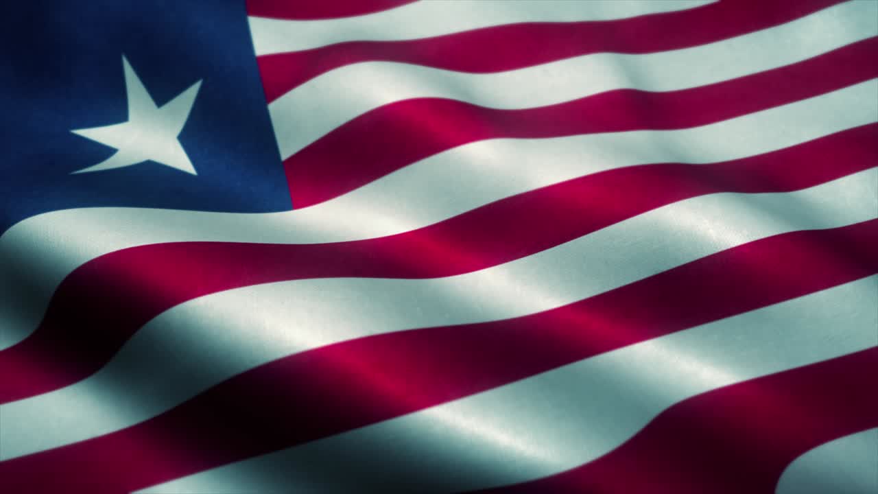 la bandera de liberia ondeando en el viento. la bandera nacional de liberia. el signo de liberia animación de bucle sin costuras. 4k