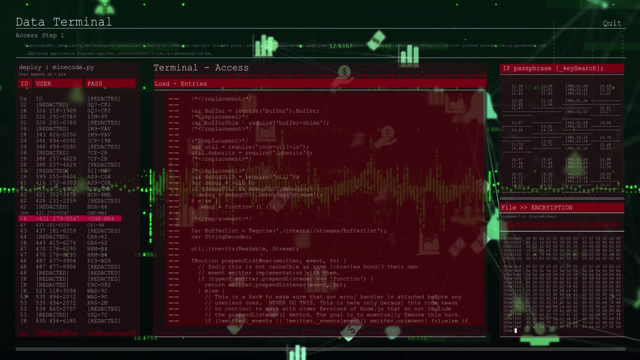 animación de pantalla digital con lenguajes de programación sobre múltiples iconos conectados con líneas