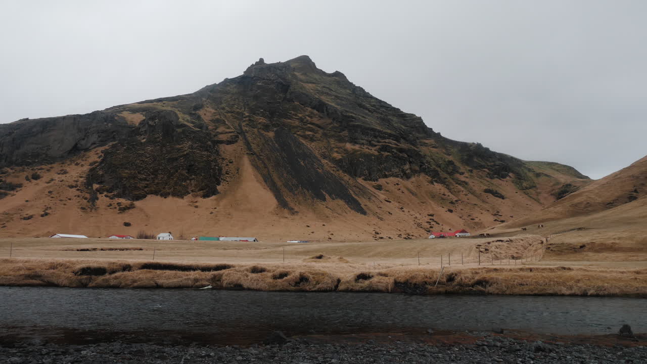 Icelandic Mountain Landscape with Farm