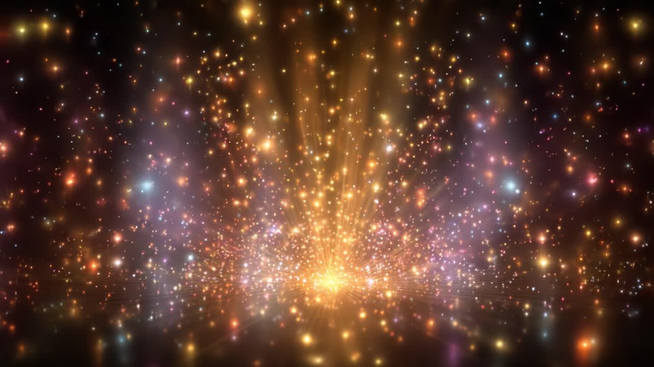 A Vibrant Display of Sparkling Lights and Colorful Flare Emanating from a Central Point, Creating a Captivating Visual Experience of Cosmic Wonders