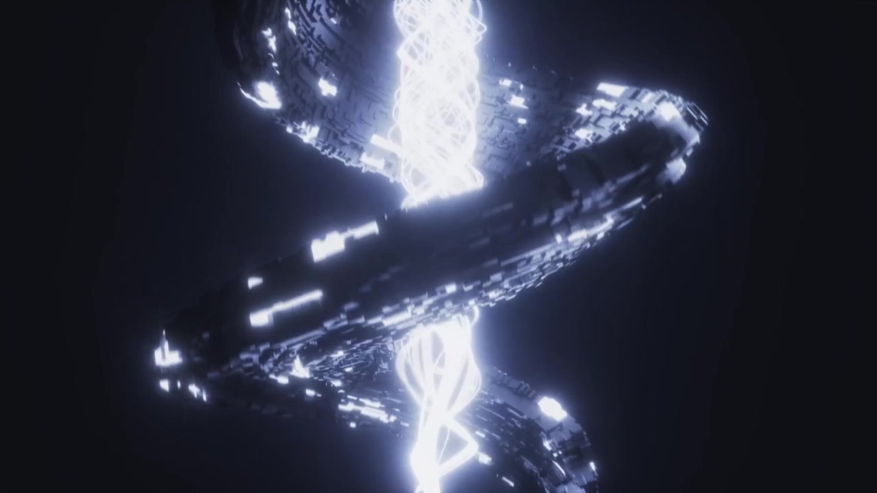 Abstrakt 3D-digital spiral med lysende energikerne