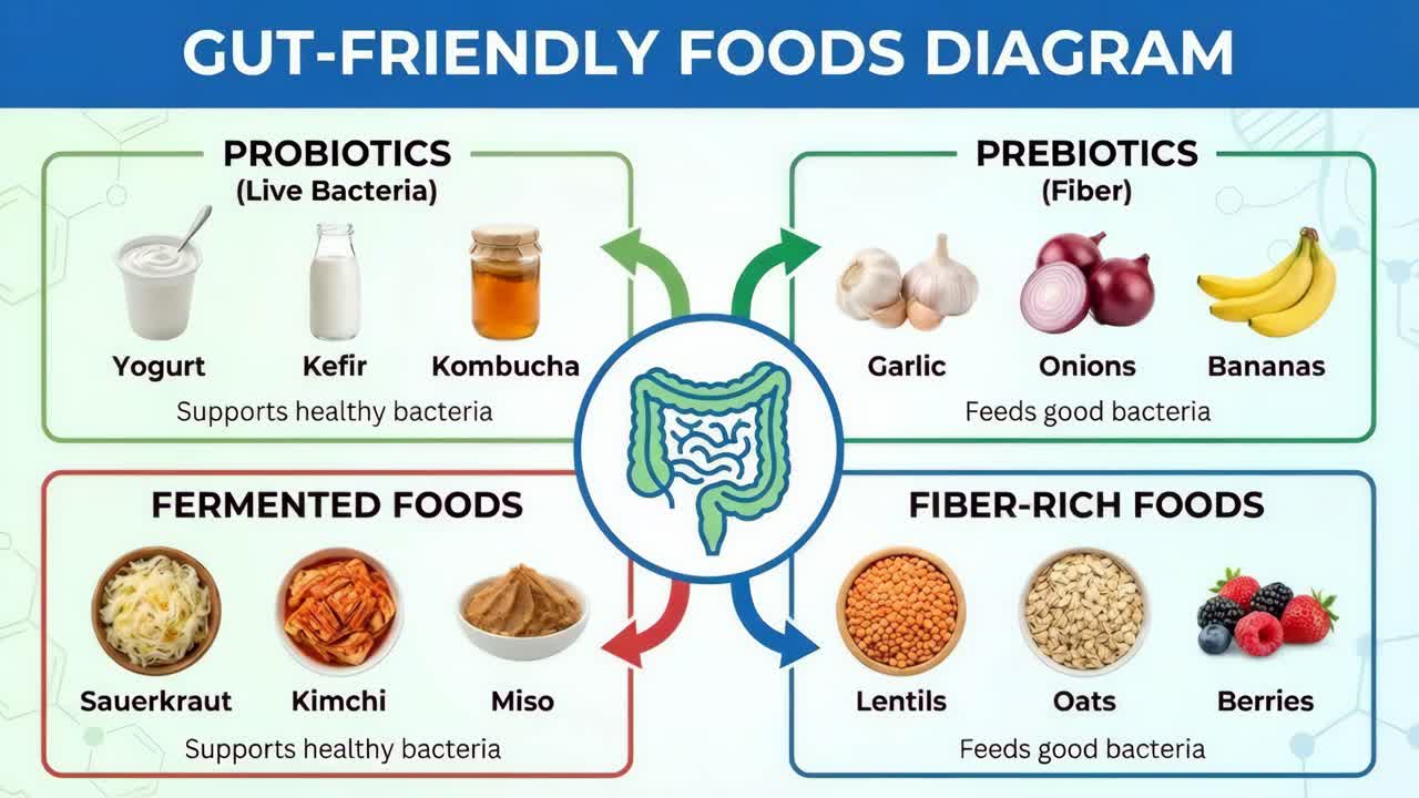 Schema degli alimenti adatti all'intestino